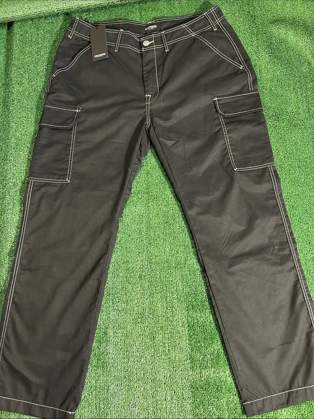 True Religion Brand Jeans waist 36 Men's Black Cargo Work Pants NWT